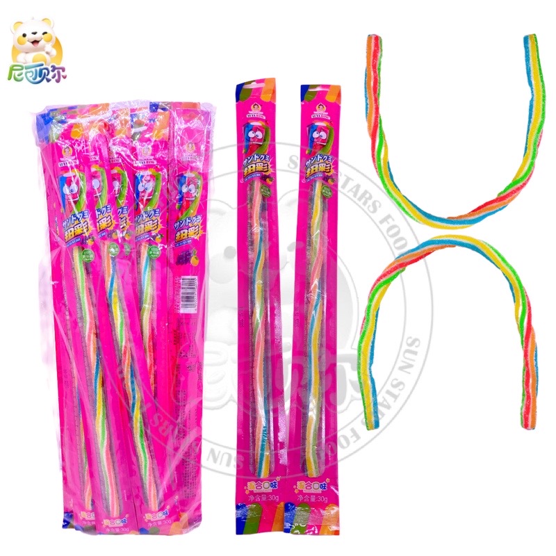 Fudge Customized Product Logo Creative Snack Sandwich Twist Candy Rainbow Rope Candy Fudge Fruit Roll Ups Candy-G292