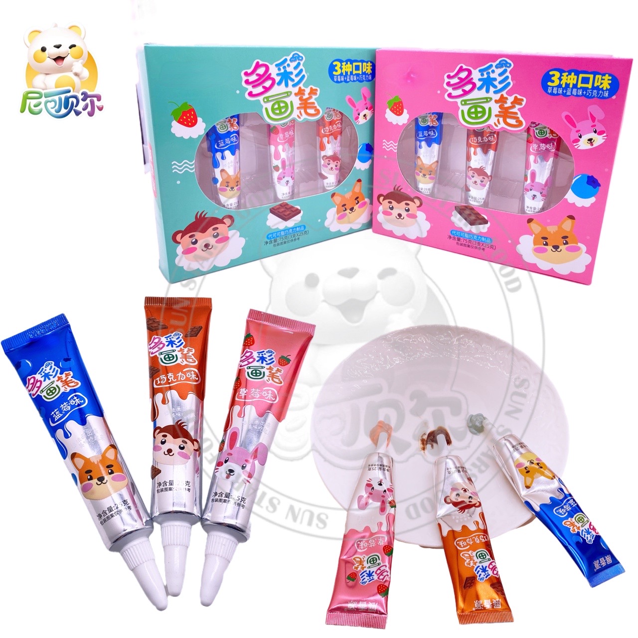 Creative Colorful Magic Squeeze Painting Skillful Sauce Pen Mix Flavor Jam Liquid Chocolate Candy Strawberry blueberry flavor No reviews yet-C489