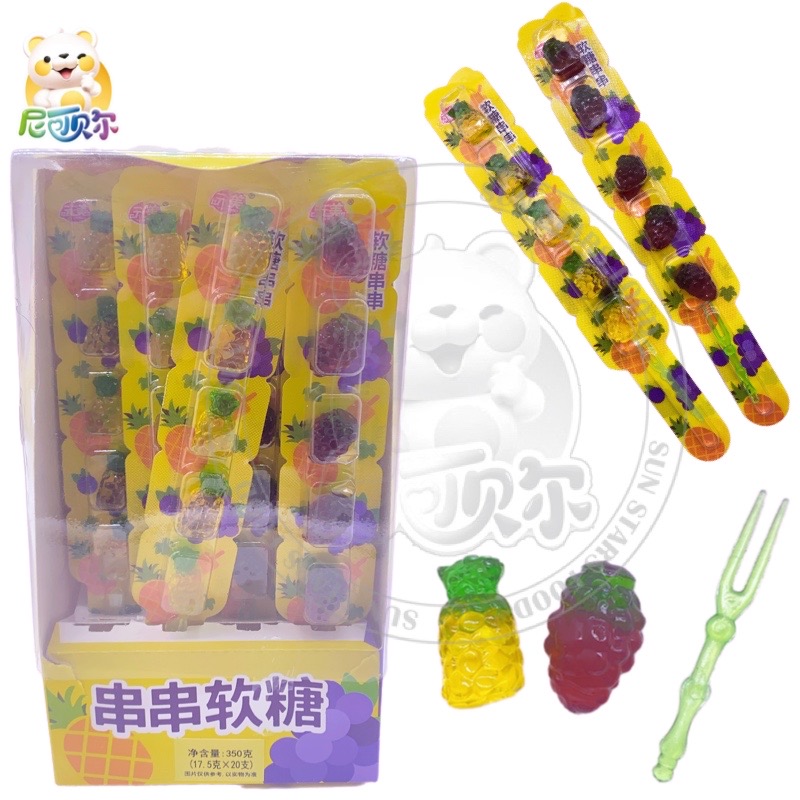 3d Fruit Gummy Candy Stick Pineapple And Grape Shape Soft Jelly Sweets Candy-G320