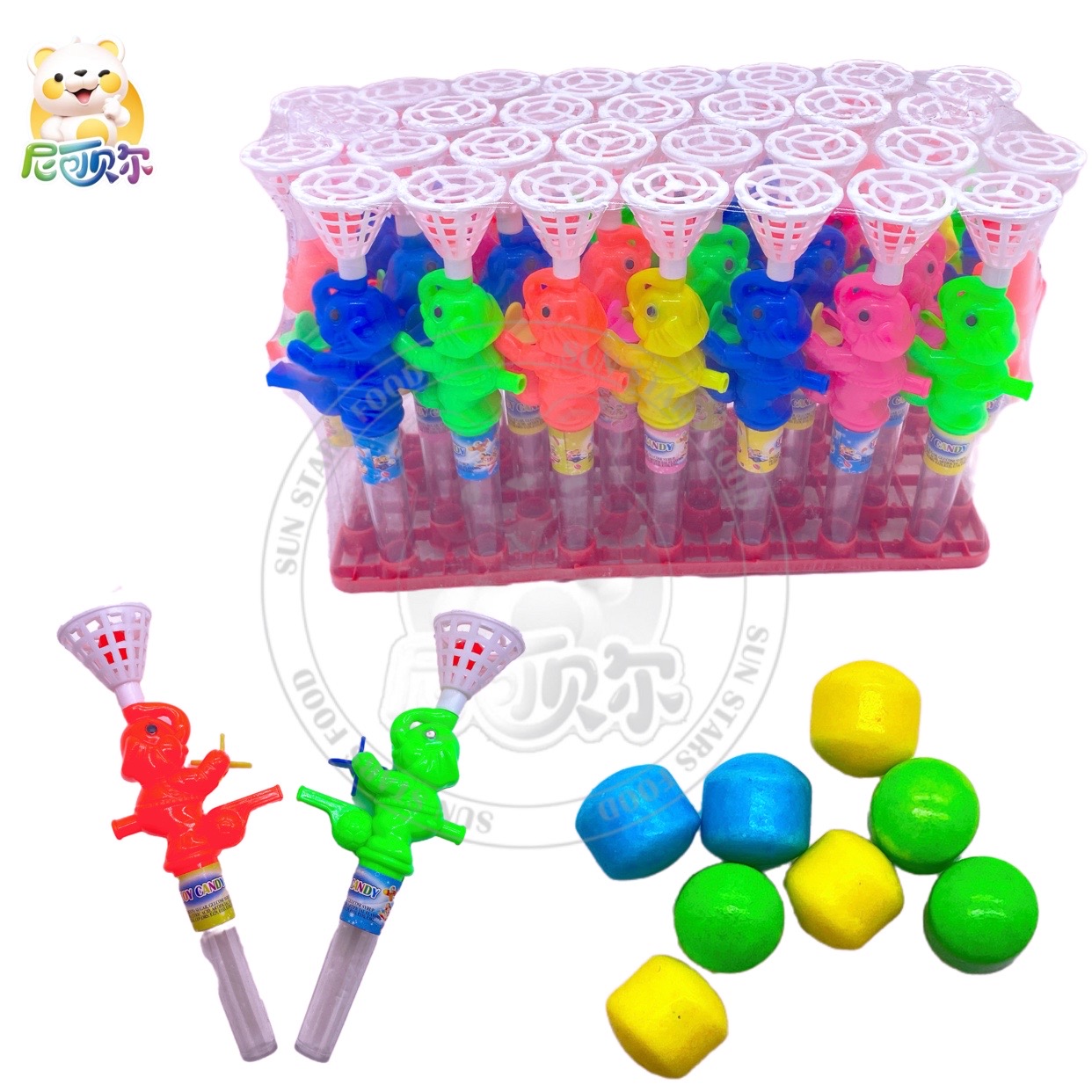 Mini Elephant Ball Whistle Toy with Colorful Pressed Candies-T450