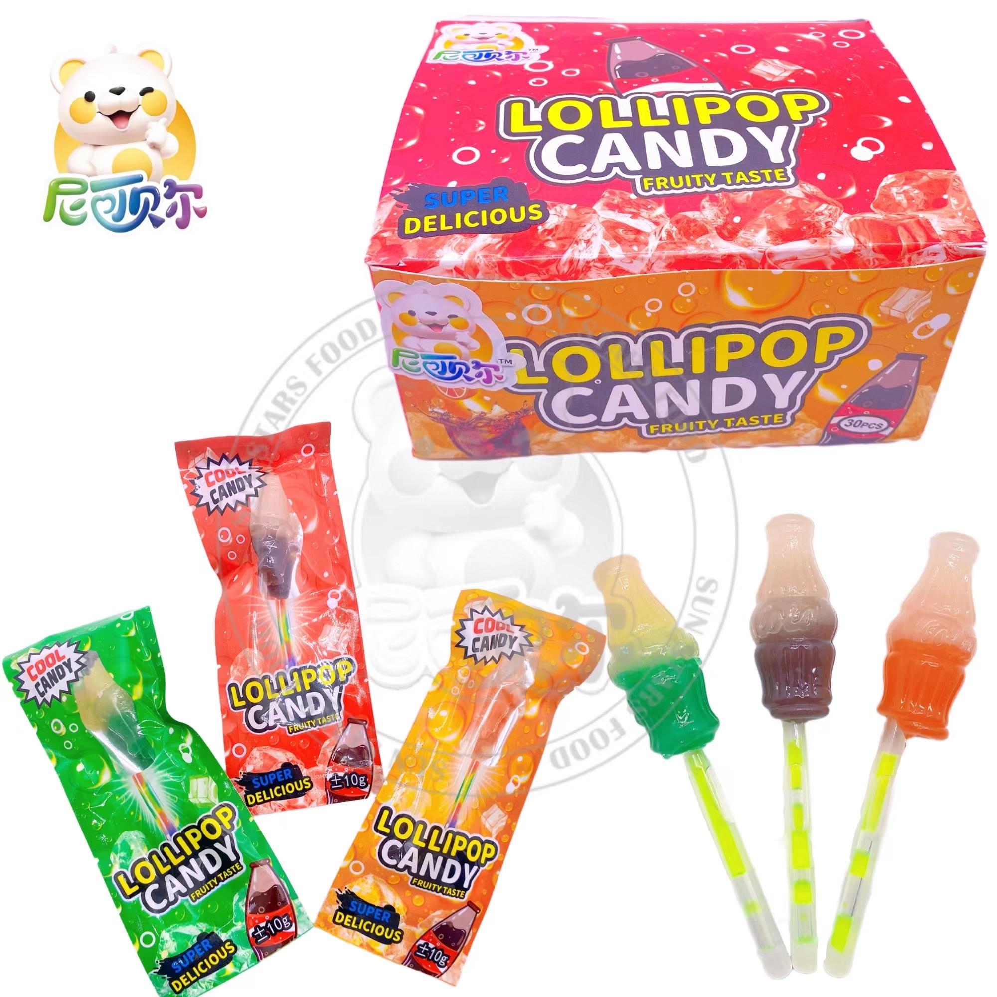 Sweets Wholesaler Caramelo Confectionery Cola Bottle Shape Glow Stick Lollipop-L300