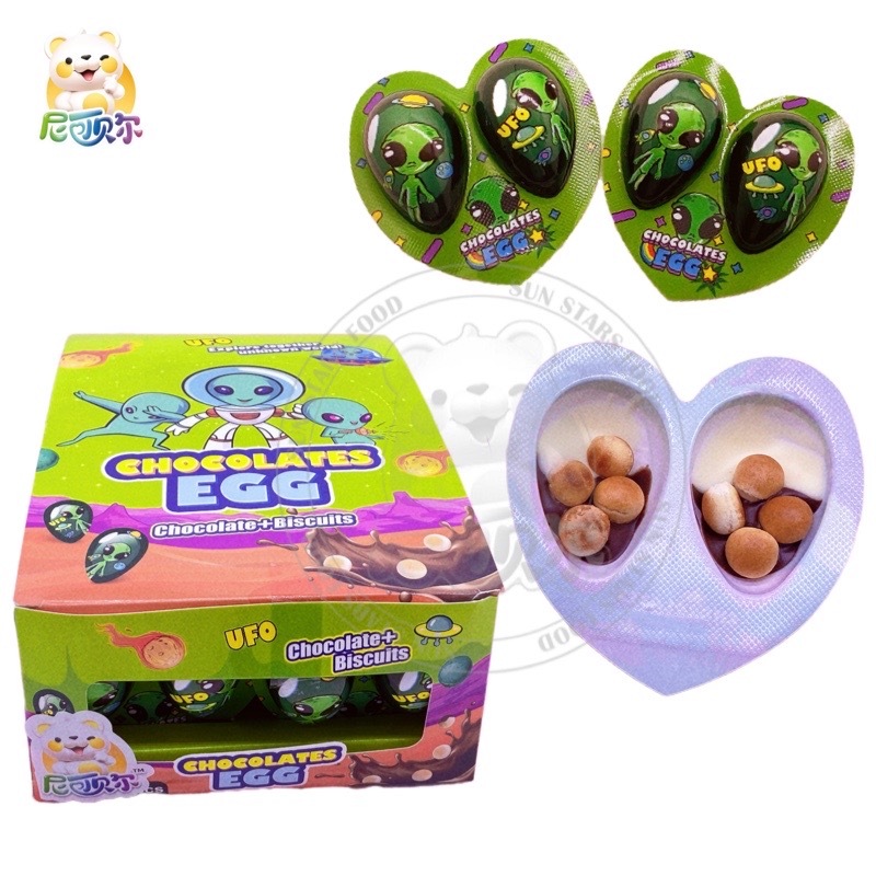 Children Love Heart Shaped Alien Chocolate Egg Chocolate Cookie Ball Cartoon Surprise Egg Chocolate-C485