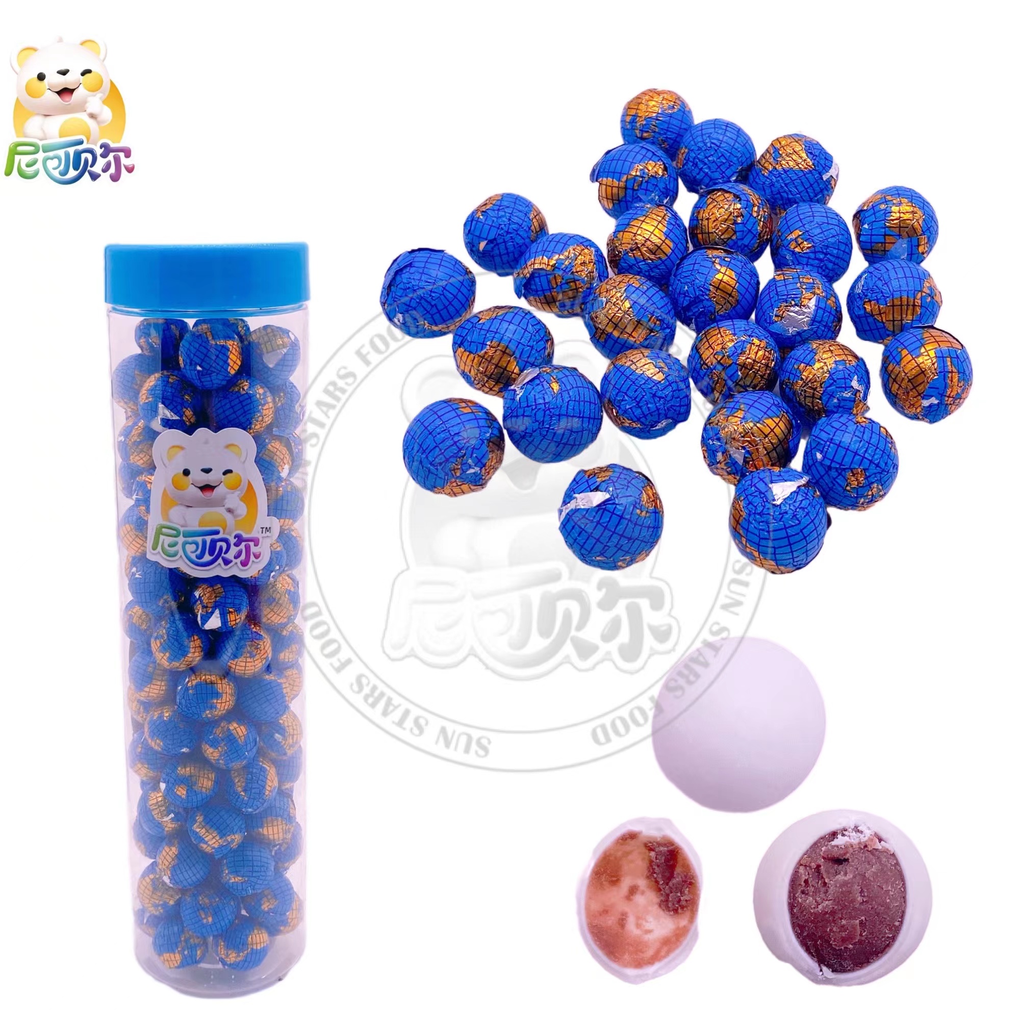 Earth Composite Chocolate Foil Wrapped Chocolate Balls Treats Sweet Crunchy Chocolate Balls-C449