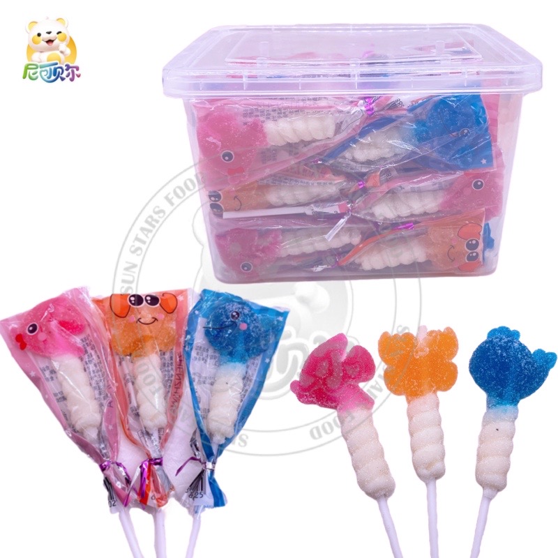 Cartoon Styles Fruit Yummy Candies Colorful Marine animals Gartoon Fudge Lollipop-G327