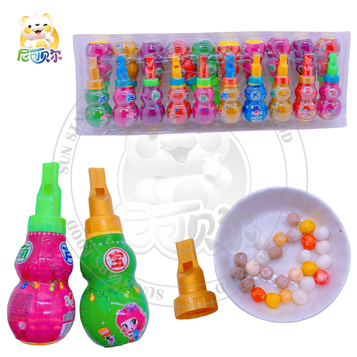 Unisex Candy Toy Halal Fruit Candied Whistle Promotional Cartoon Style Toy Suppressing Candy-T621