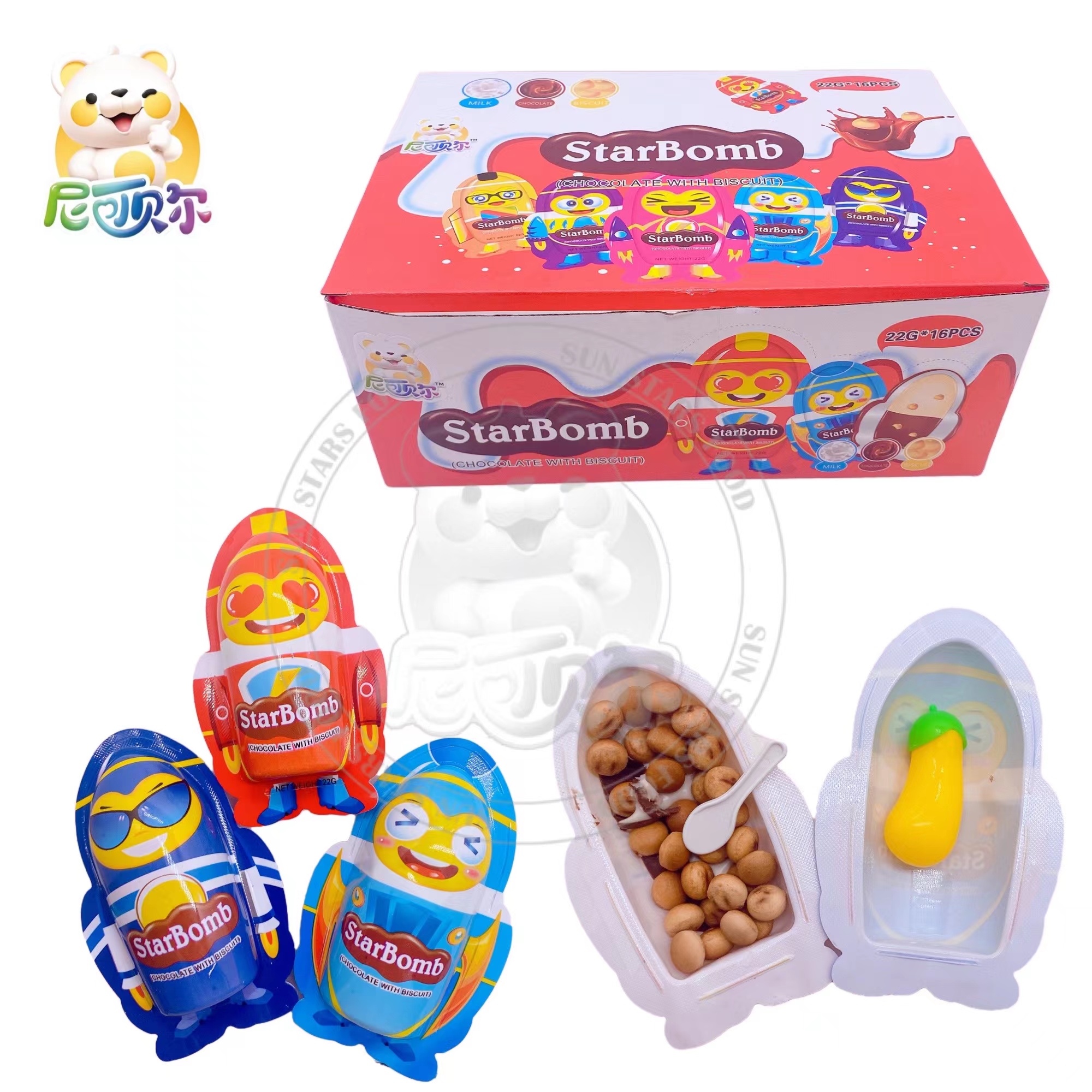 Kids love rocket shaped surprise chocolate eggs chocolate cookies cartoon surprise eggs with toys inside-C434