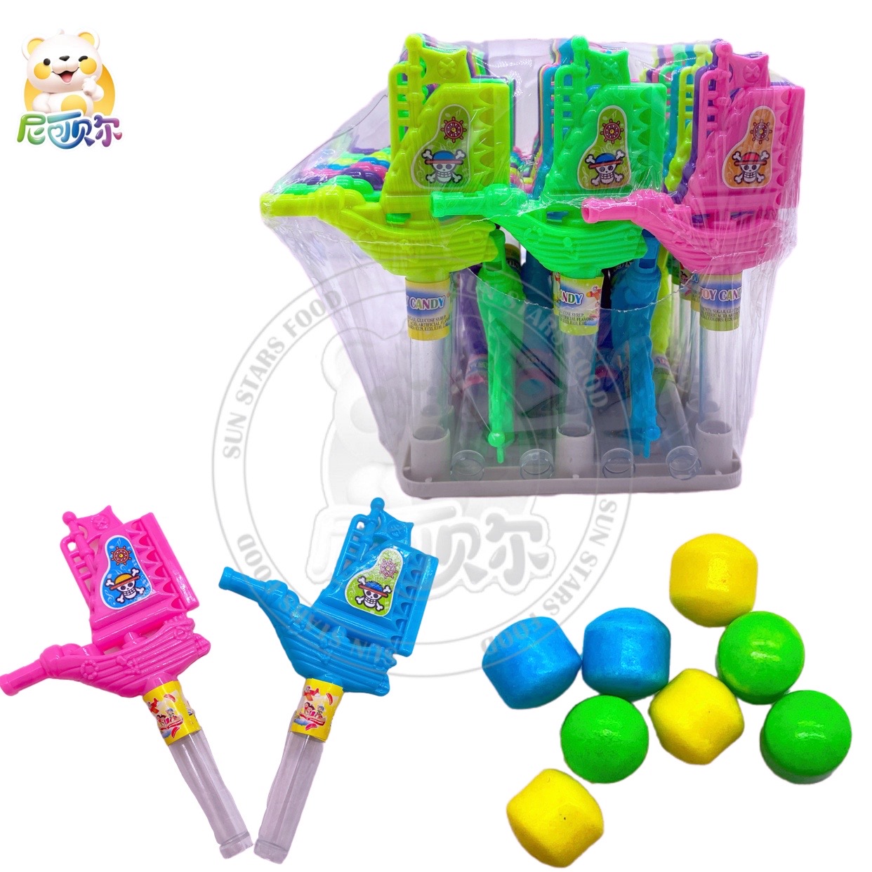 Pirate Ship Whistle Toy Candy Colorful Sweet Halal Fruit Flavor Squeeze Candy-T463