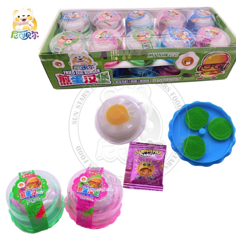 Wholesale Price Candy Toys Sweet Set Hamburger Gummy Mexican Candy Egg Jelly & Pudding Popping Candy-J154