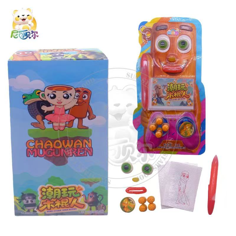 Mugunren Toy & Candy Set - Interactive Cartoon Figure + Gummy Snacks for Kids | Novelty Play Food Combo with Drawing & Toy Accessories