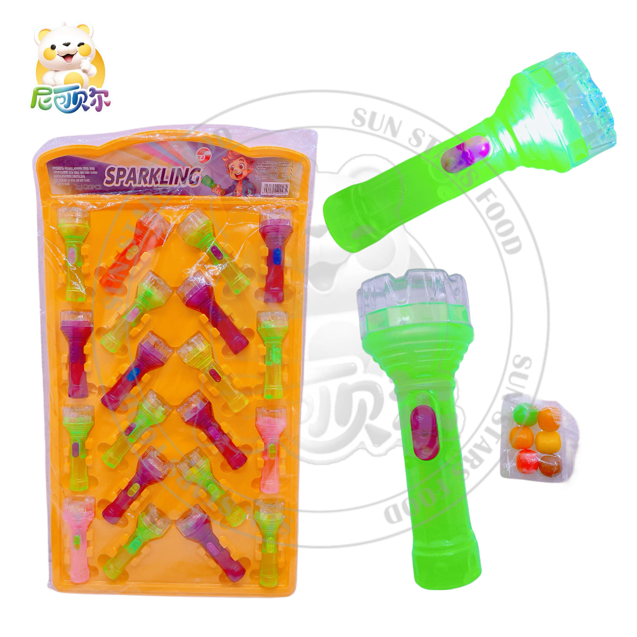 New Cartoon LED Projection Flashlight Candy Toy Torch with Lighting Effect-T599