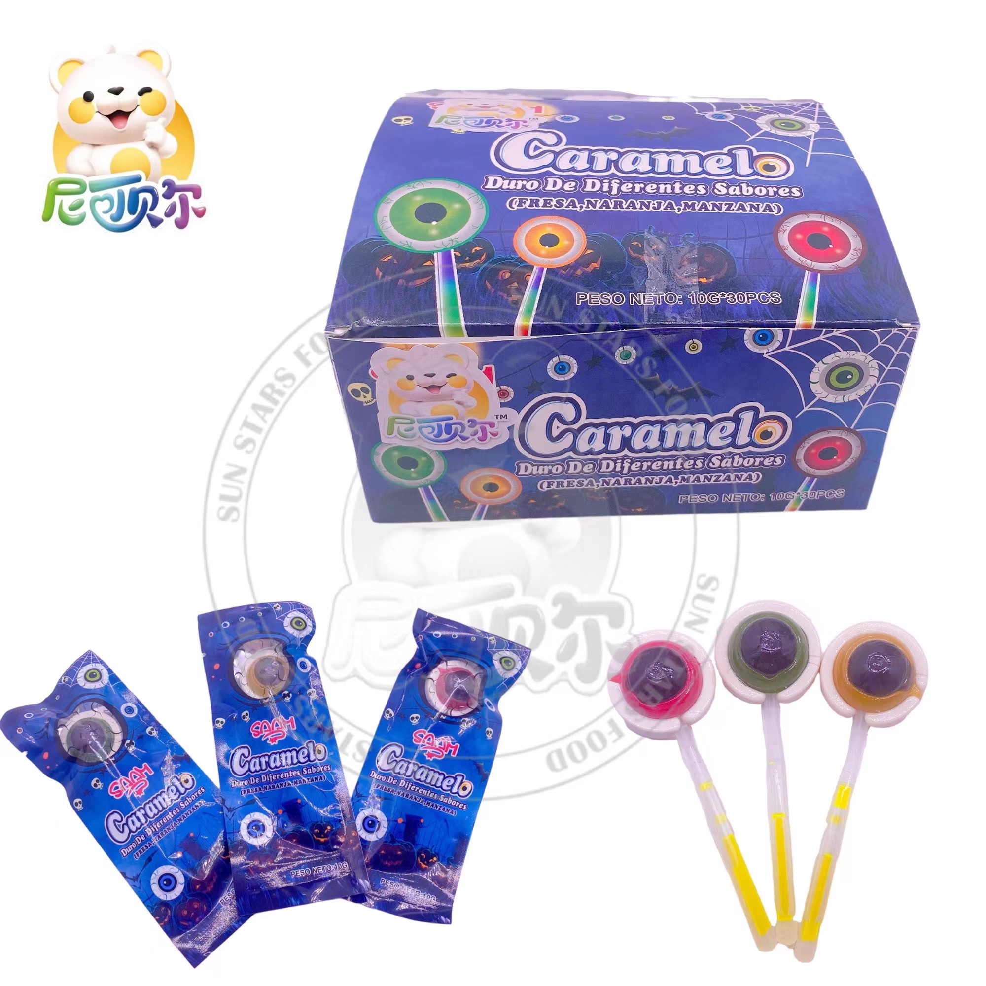 Kids' Favorite Eyeball eye Sweet Fruity Glowing Lollipops for Halloween-L276