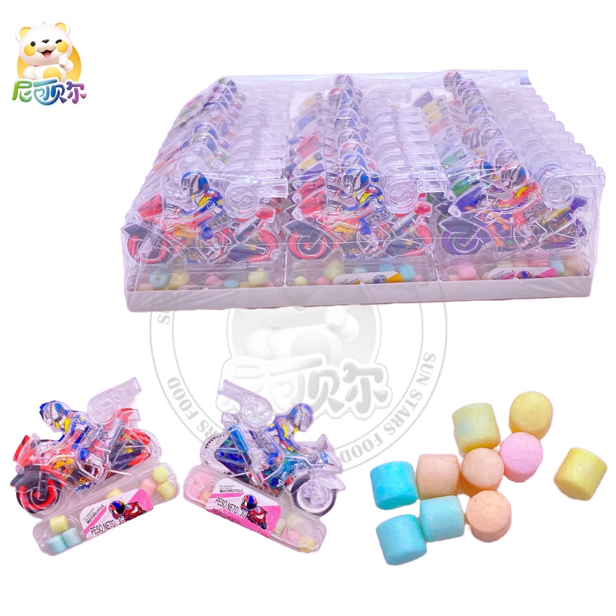 High Quality Motorcycle Whistle Toy Candy Color Sweet Halal Fruit Flavor Squeeze Candy-T469