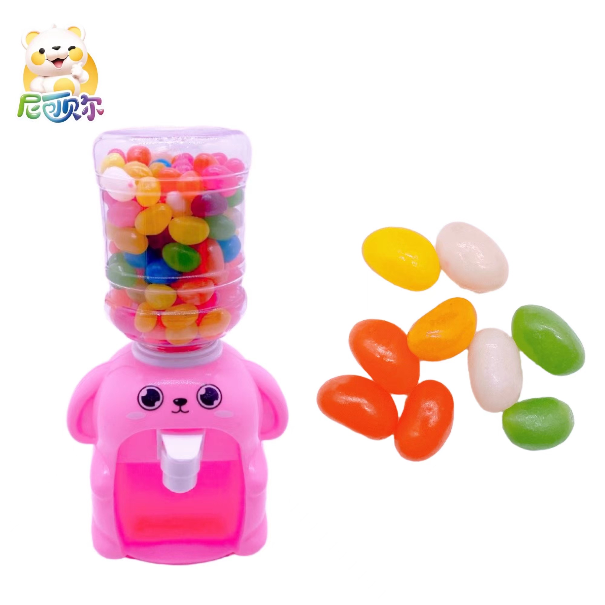 Custom Wholesale Halal Candy Jar Packaging Cute Mini Electric Water Dispenser Fruit Flavor Geely Bean Toy Jelly-G202
