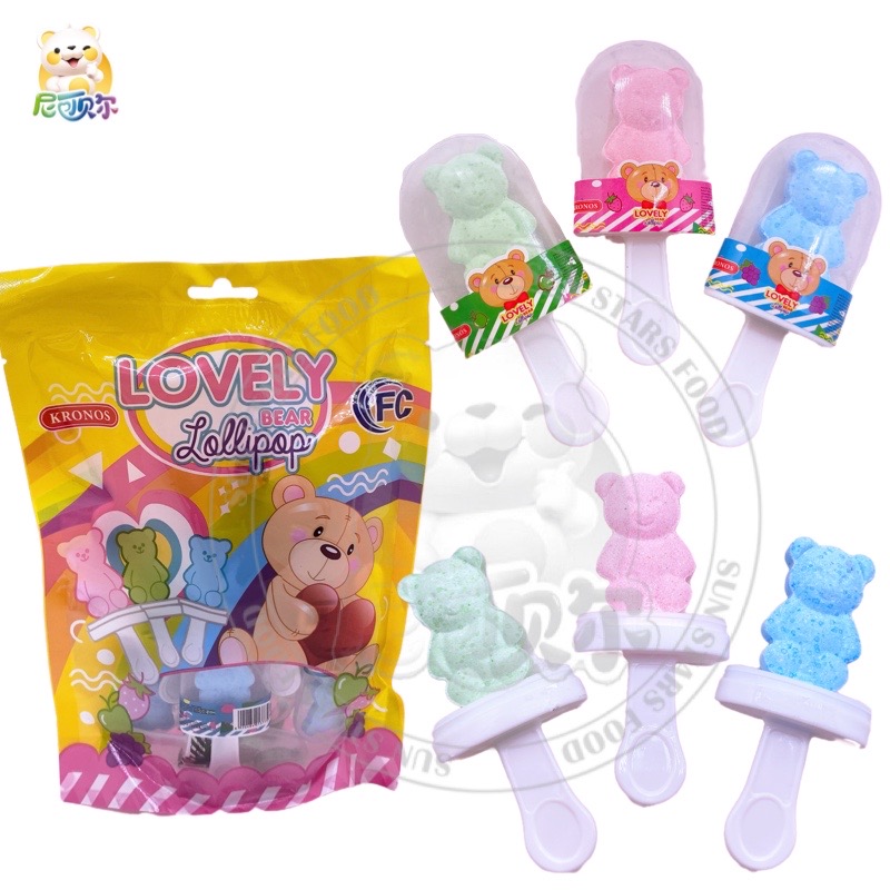 Bagged Pressed Candy Bear Lollipop Candy / Bear Tablet Lollipop Candy In Bag-L302