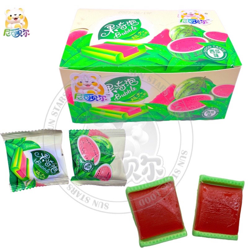 Jelly Soaked Watermelon Strawberry Peach Water Fruit Flavored Bubble Gum-G375