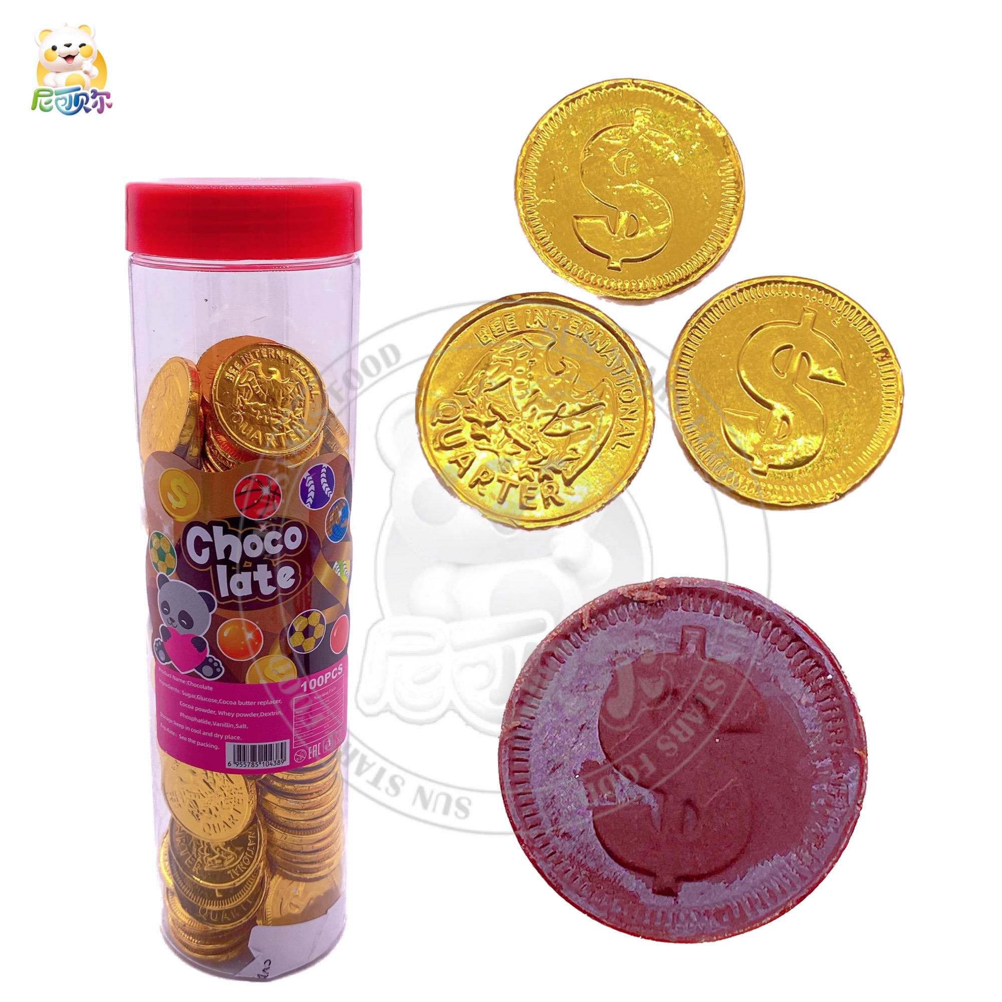 Long Bottle Chocolate Gold Coins Sweet Confectionery-C544