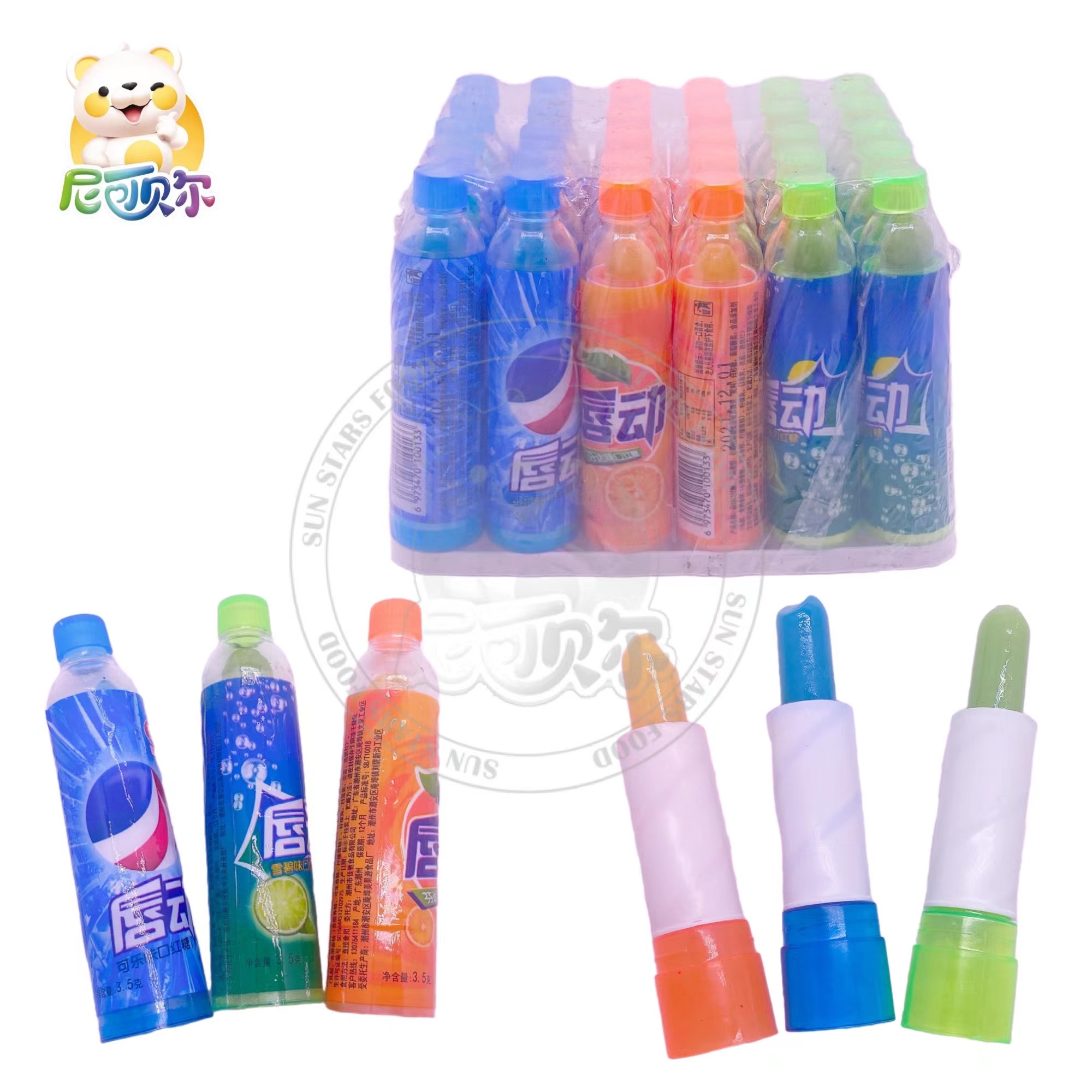 China wholesale cola drink bottle lipstick shape lollipop toy lipstick hard candY-T429