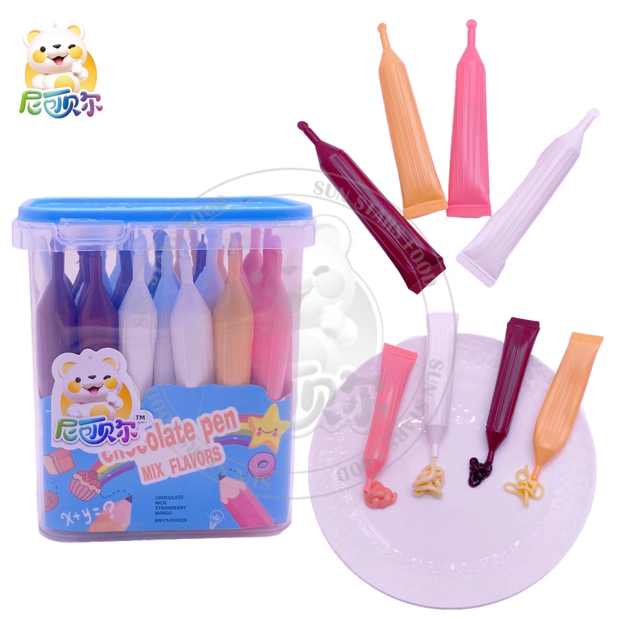 Wholesale Halal Chalk Shape Cheese Shape Chocolate Sauce Fruit Flavor Chocolate Liquid Milk Jam Candy-S126