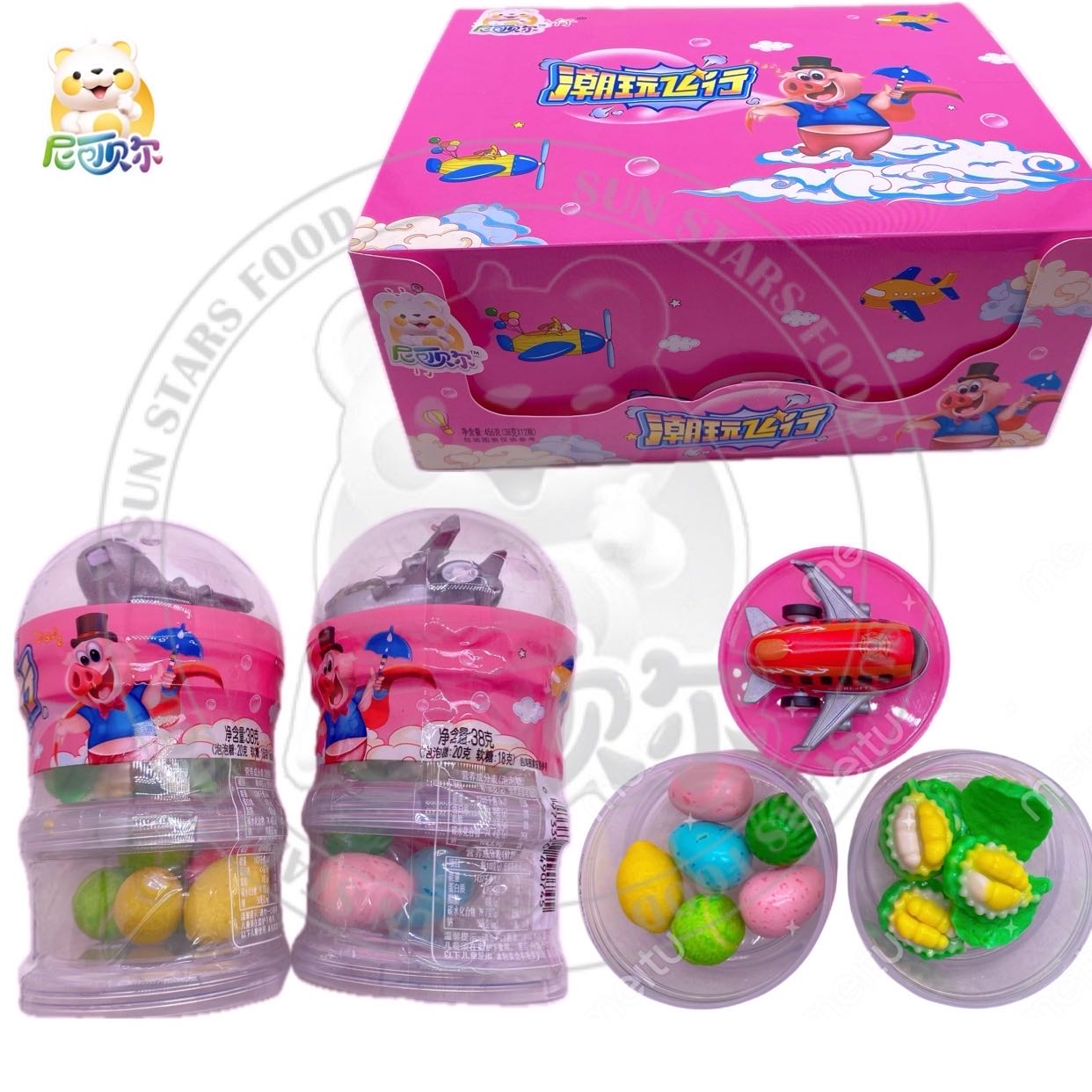 Halal Sweet And Sour Fruit Shape Gummy Jelly Soft Candy Dinosaur Egg Airplane Toy Candy-T562