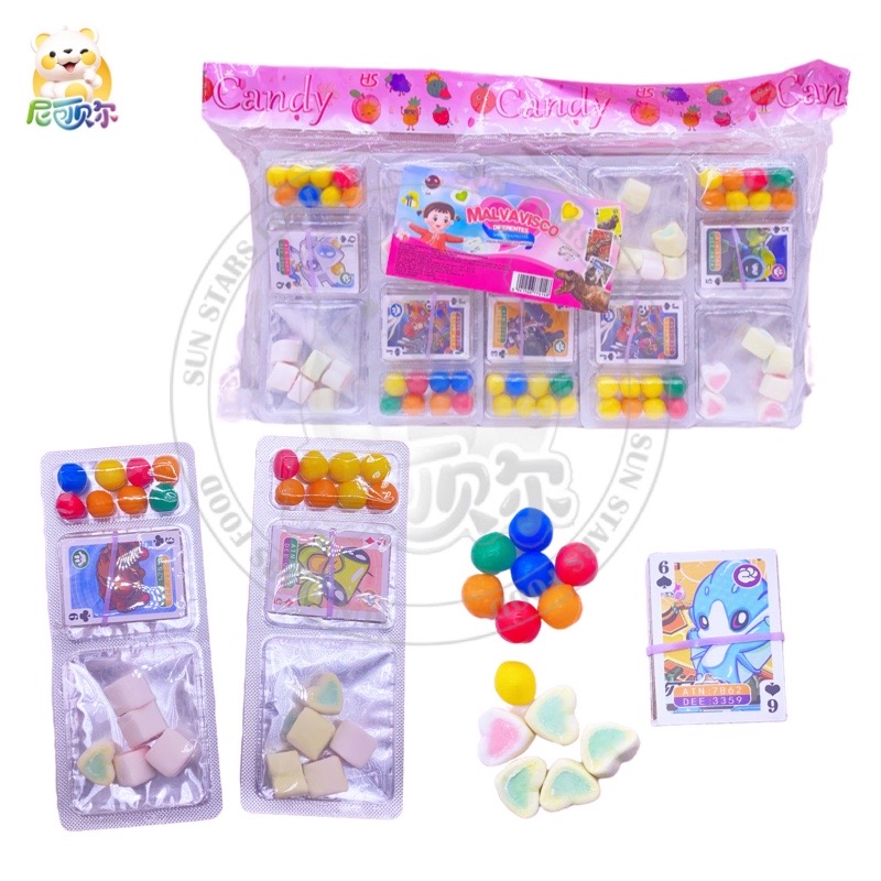Mixed Fruits Gummy Candy Marshmallow Dextrose Candy With Poker Toy-M117