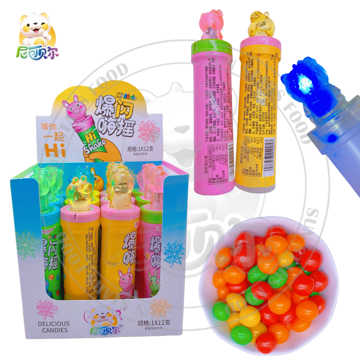 Glow Stick Soft Candy Sweet Cartoon Halal Confectionery Toy Cute Candy Glowing Toy for Kids Promotional Candy Toys-T566