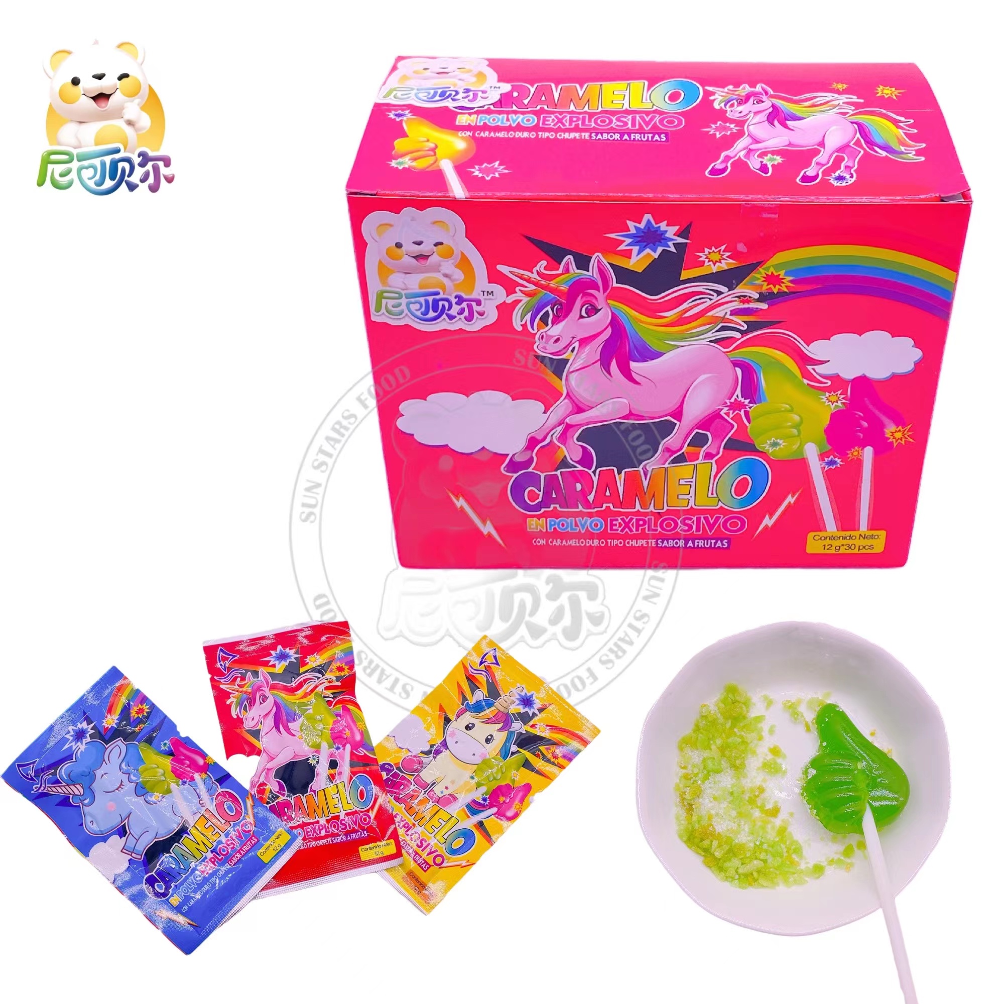 China Wholesale Boxed Thumb Shape Fluorescent Fruity Lollipop Hard Candy with Popping Candy Sour Powder-L277