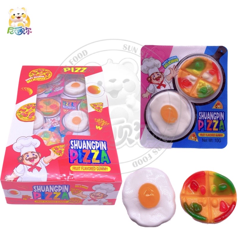 Wholesale Kids Foreign Candy Halal Fried Egg And Pizza Gummy Candy For Sweets-G331