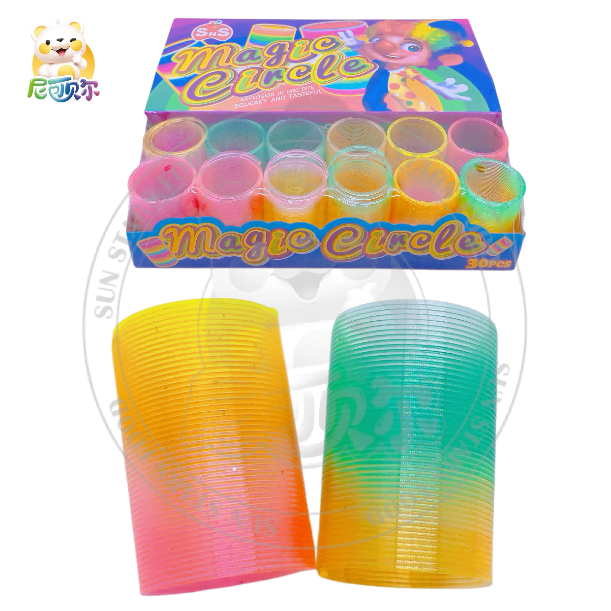 Factory New PVC Soft Candy Rainbow Spring Hoop Toy Funny Promotional Wholesale Toy with Sweets for Kids-T587