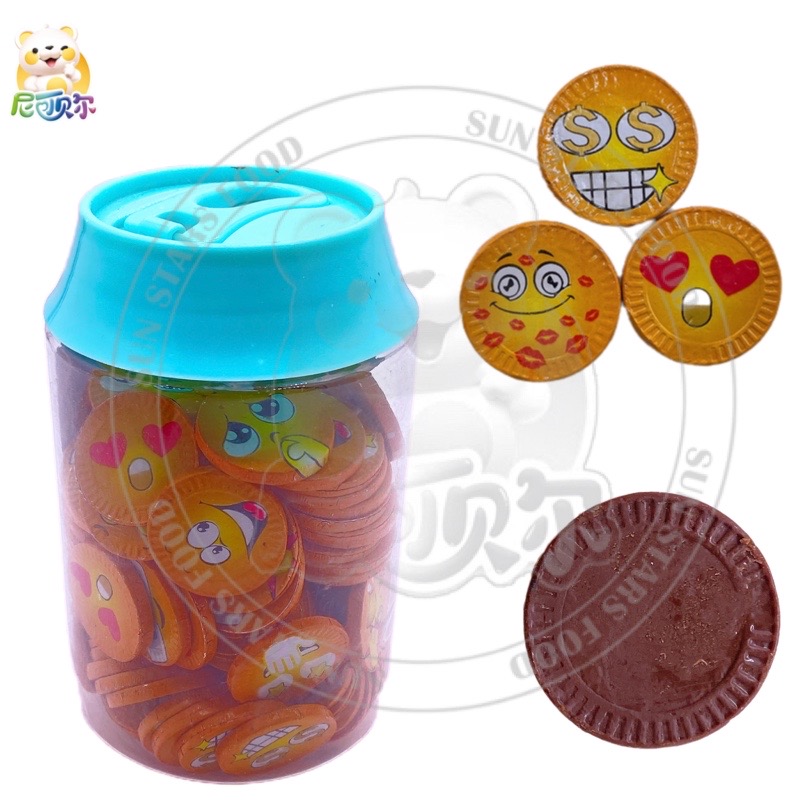 High quality bottled funny expression gold chocolate coins-C511