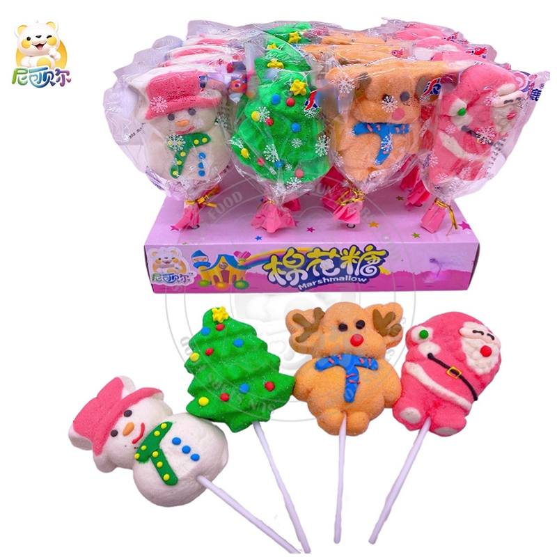 Christmas Cartoon Shape Cotton Candy Lollipop Fudge Children's Casual Snacks-W011