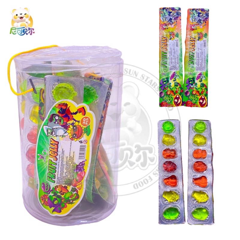 7pcs Cartoon Shape Zombie,Fruits,Bear Shape 7 In 1 Mixed Cup Jelly Candy In Bottle-J146