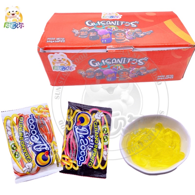 Halal Wholesale Custom Curved Long Noodles Jelly Shaped Jelly Candy Flavor Jelly Fudge-J120