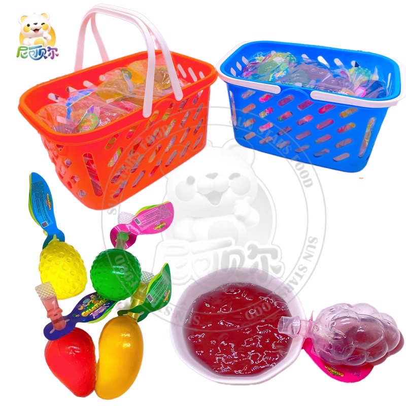Fruit Flavored Jelly Bssket Packaging Pudding Oem Mini Fruit Shape Pudding Jelly Drink In Plastic Basket-J147
