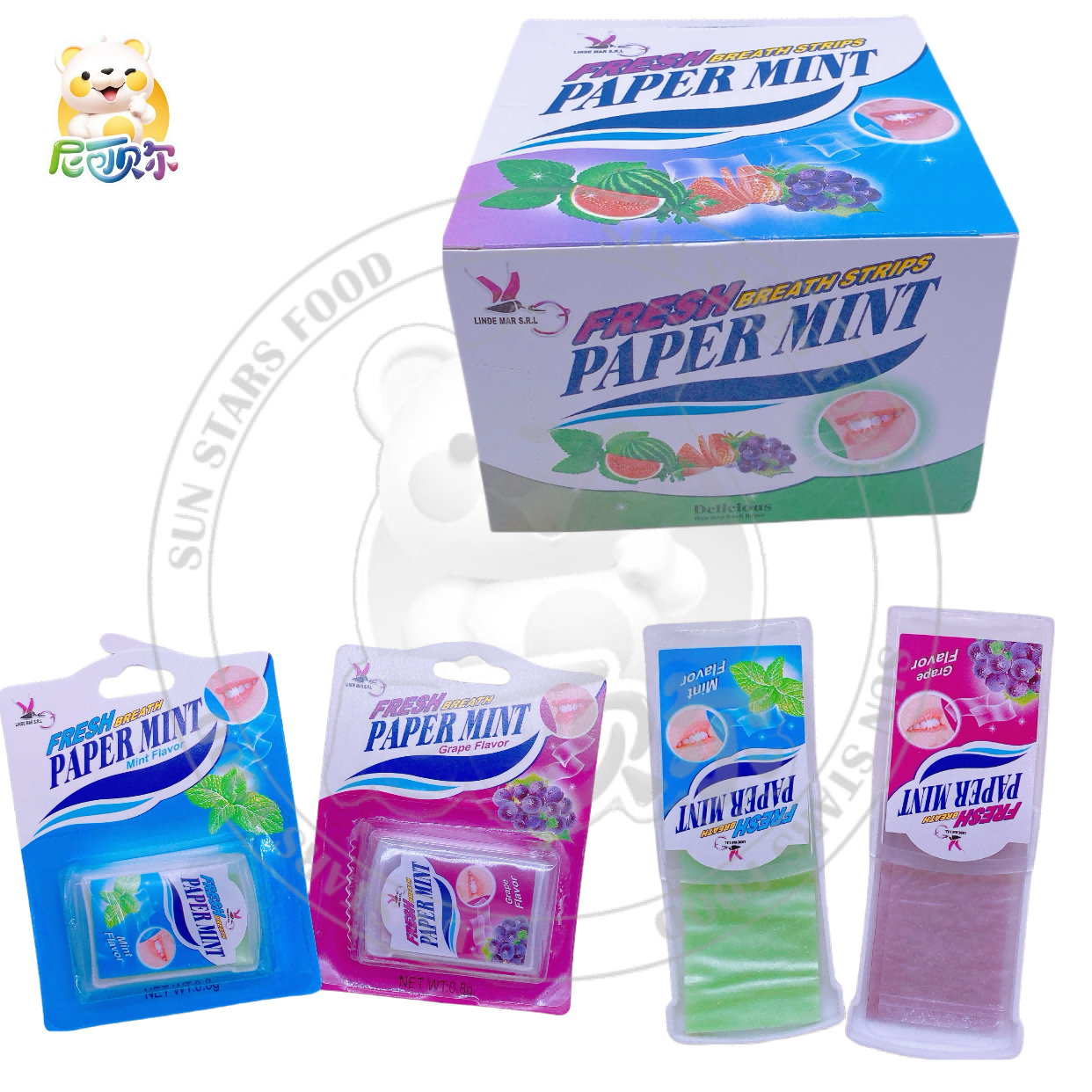 Unisex Fresh Mint Strip Breath Strips Cartoon Soft Candy in Promotional Paper Packaging for All Ages-T582