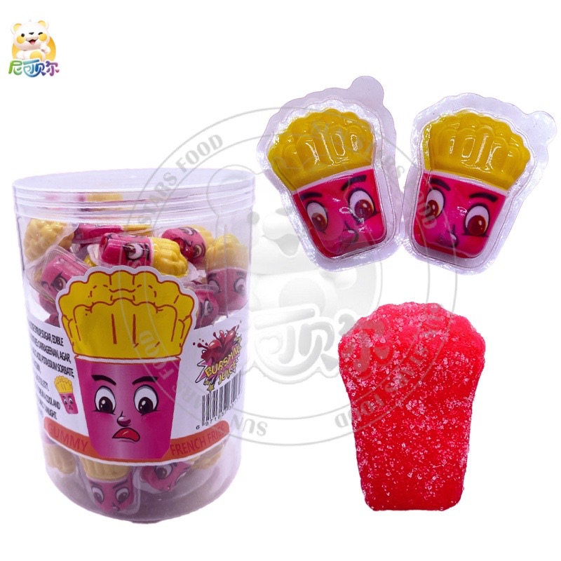Halal French Fries Shape Gummy Candy Potato Chips Shape Soft Gummy Candy Jam Filled Soft Candy-G279