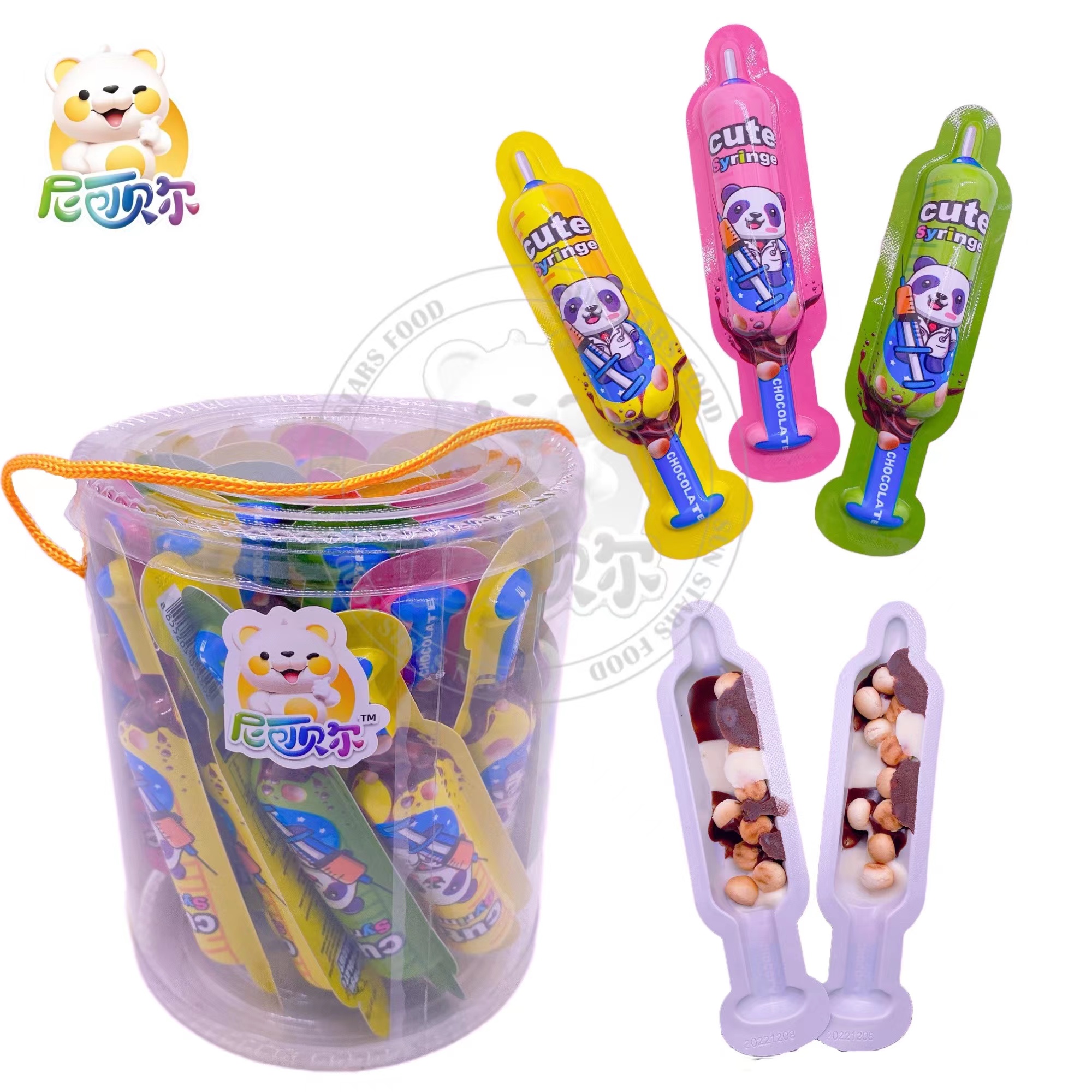 Halal Chinese Syringe Surprise Chocolate Eggs with Cookie Balls and Chocolate Sauce-C475