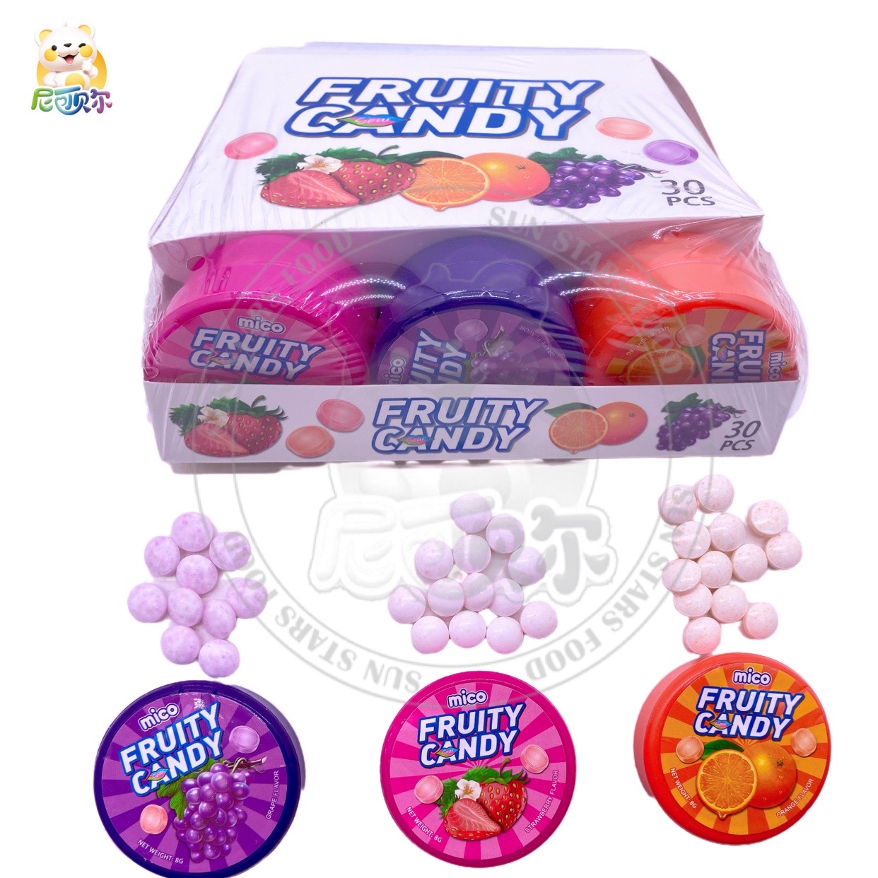 Wholesale Snacks Sugar Mix Fruit Taste Mini Tablet Press Hard Candy-H395