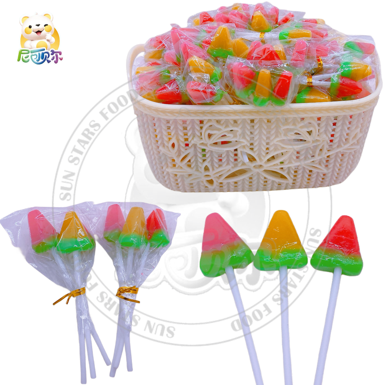 Wholesale Fruity Flavor Watermelon Shaped Hard Candy Lollipop from Lollipop Factory Stick Shaped with Box Packaging-L318