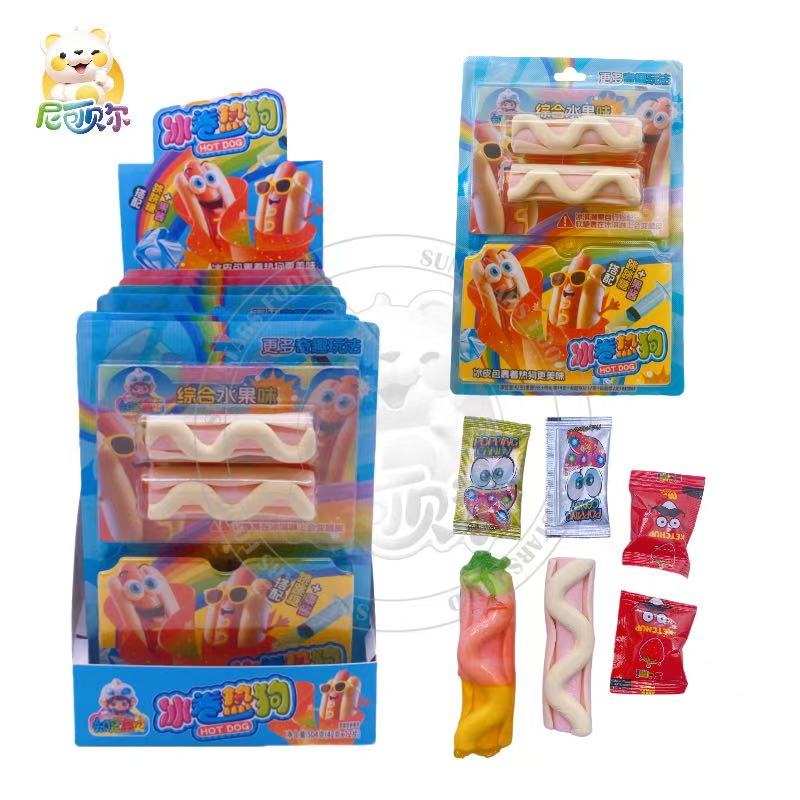 Ice Pop & Hot Dog Shaped Marshmallow Gummy Assorted Fruit Flavor Jelly Sweets with Novelty Snack Designs