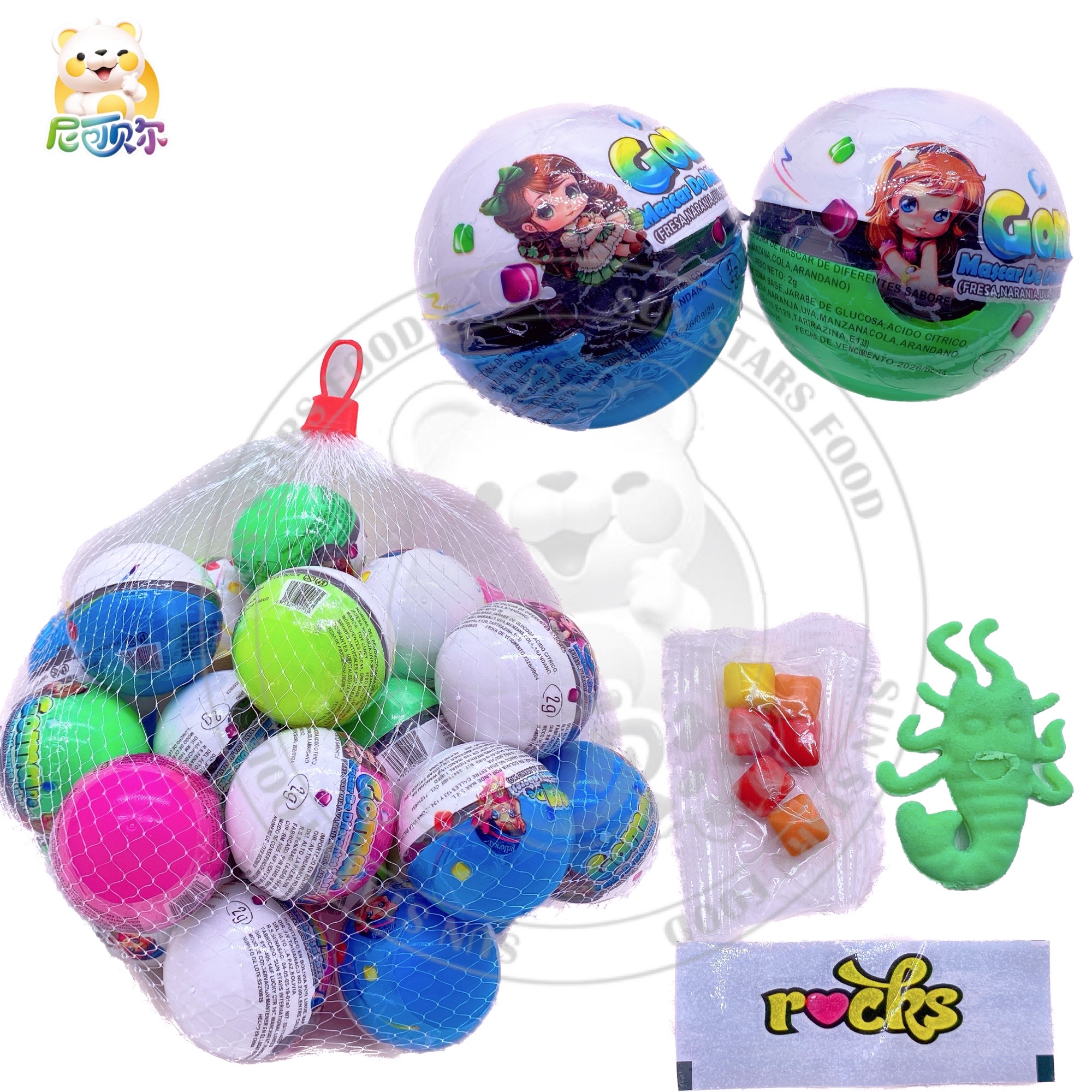 String Bag Packaging Plastic Sprite Ball Surprise Toy Candy For Kids-T542