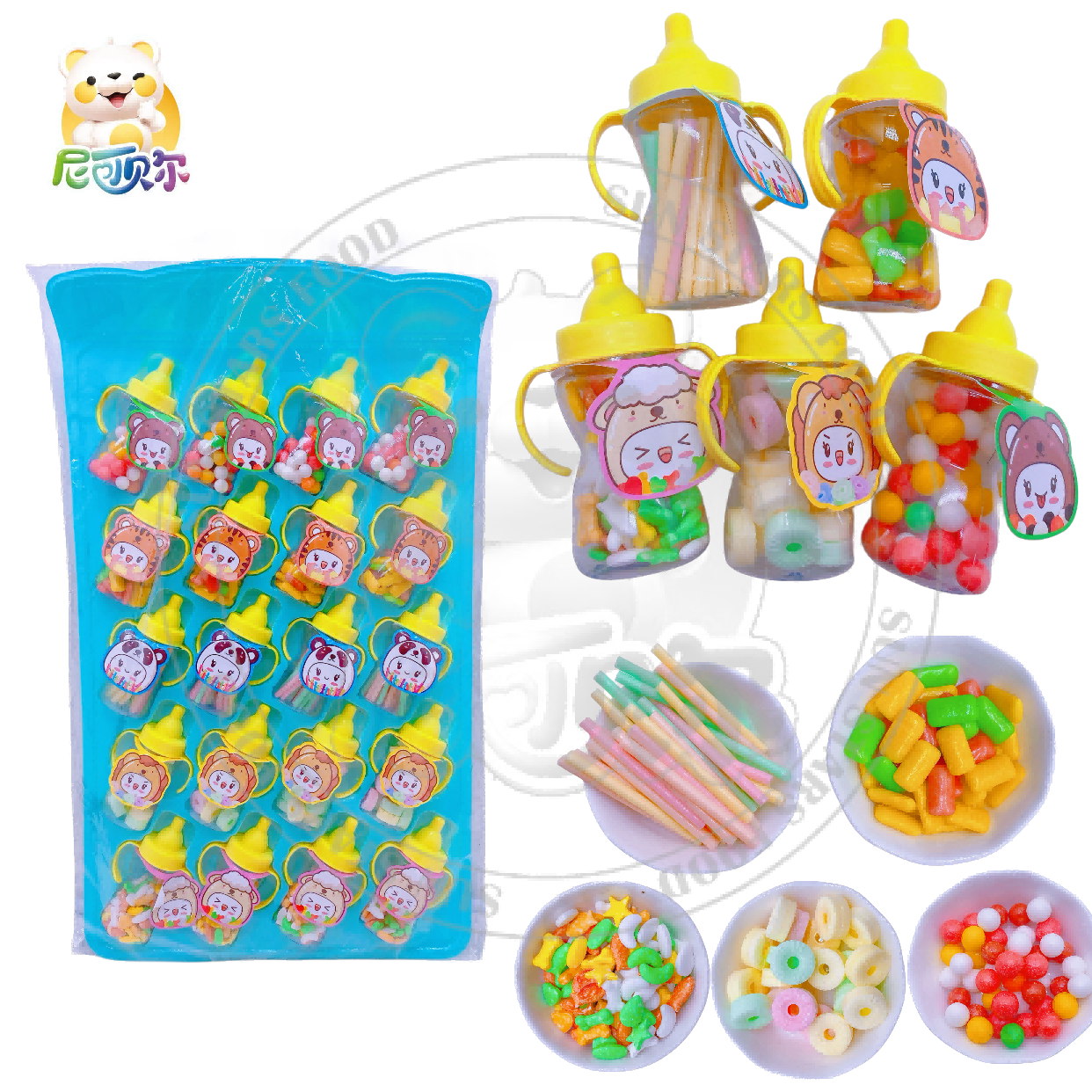 Wholesaler Soft Candy in Cartoon Toy Style Big Baby Bottle Hangs Every Flavor CC Stick Gummie Watermelon Bubble Gum Dinosaur Egg-T600