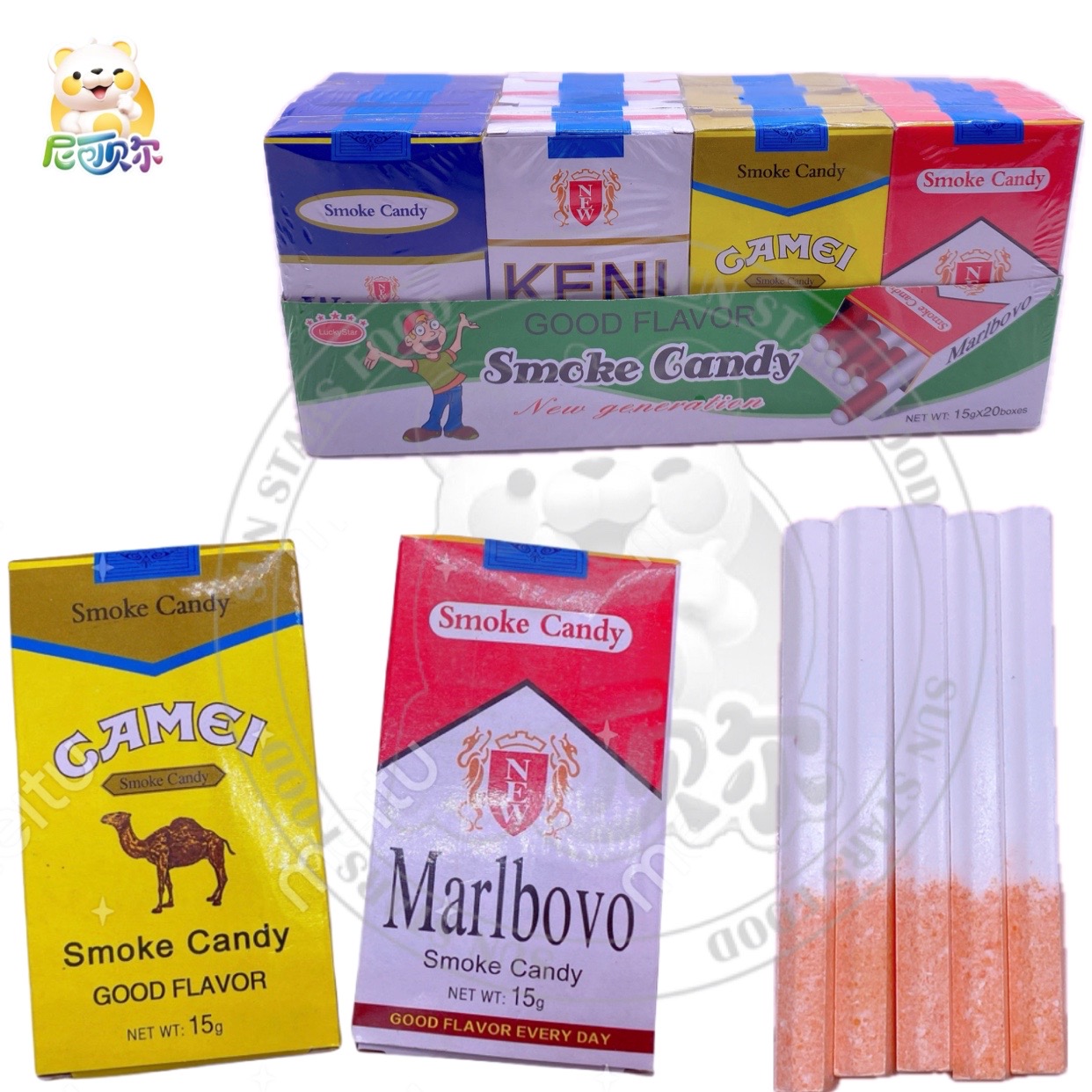 OEM Halal Cute Shape Cigarette Candy Hard Fruity Lollipop Made of Sugar and Flavor Packaged in a Box-H408